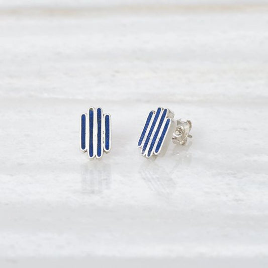 Four Rivers stud earrings, lapis lazuli and silver earrings Ishkar   