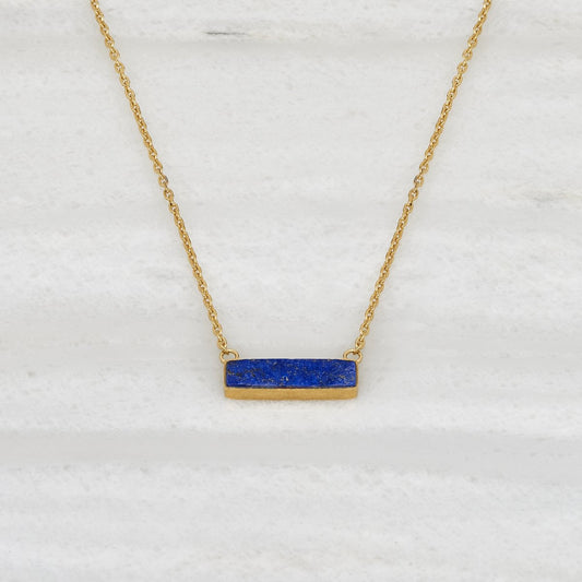 Hewn Lapis pendant, gold necklace Ishkar - Plum & Belle 