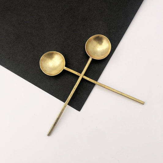 Pair of small handmade brass spoons decorative accessories AngeB Designs   